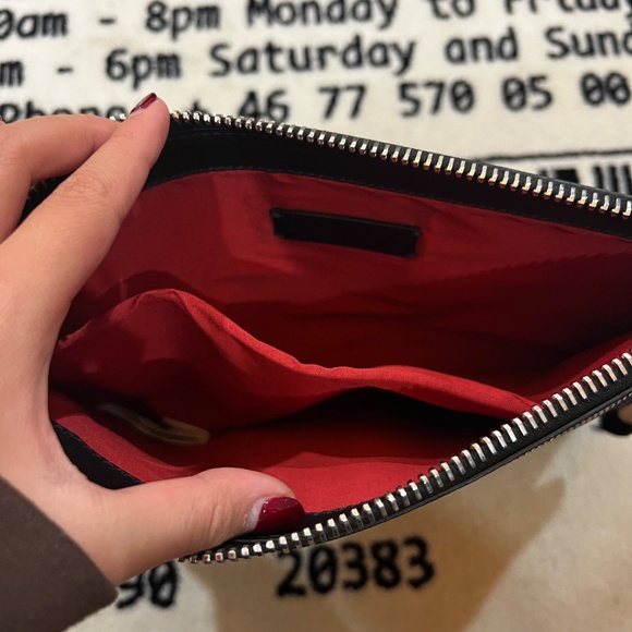 Moncler Black Padded Puffer Leather Clutch Pouch with Tricolor Wrist Strap - Picture 4 of 11